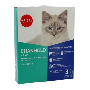 Chanhold 45 Mg Solution Pour Spot-on Pour Chats De 2,6 - 7,5 Kg, Solution Pour Spot-on