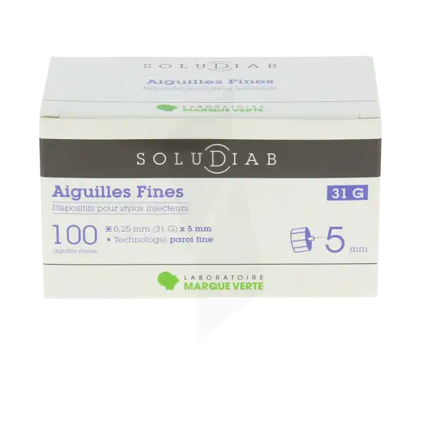 Soludiab Aiguilles Stylos Insuline 5mm Fines 31g  Bt100