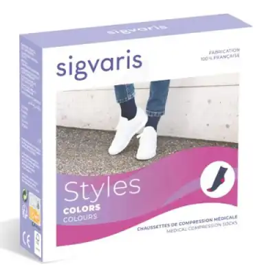 Sigvaris Styles Colors Chaussette Classe 2 Femme Noir/turquoise Long Xl à Noisy-le-Roi