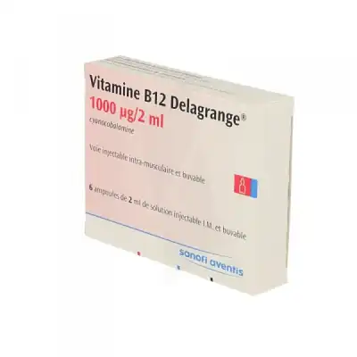 VITAMINE B12 DELAGRANGE 1000 µg/2 ml, solution injectable (IM) et buvable