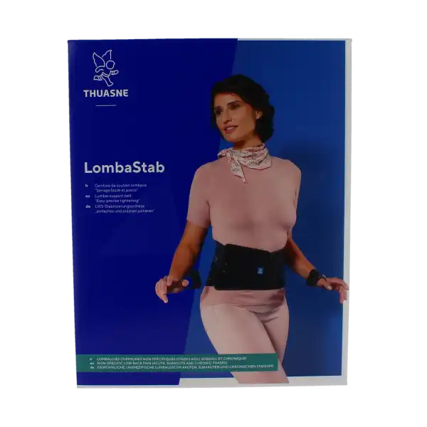Thuasne Lombastab Ceinture Lombaire Maintien Noir Bleu Hauteur 26cm Taille 4