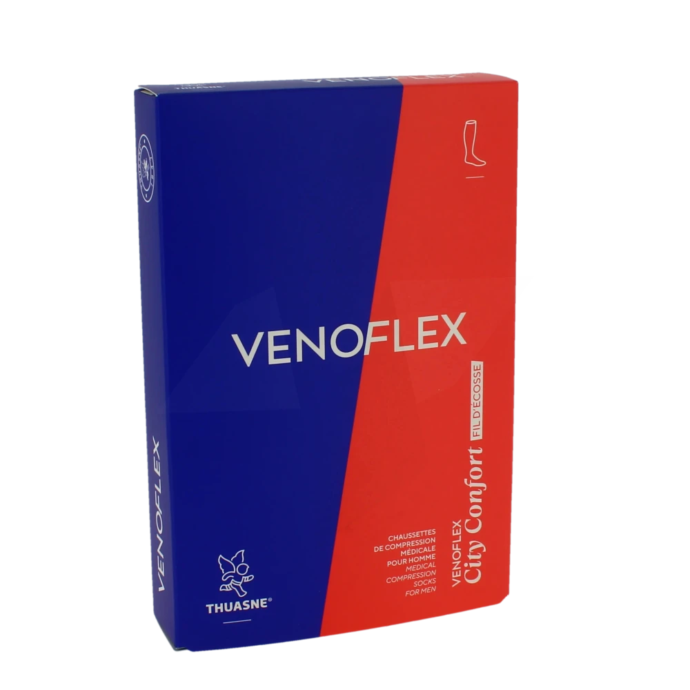 Venoflex City 2 Chaussette Fil D'écosse Confort Homme Pied Ouvert Noir Taille 2n