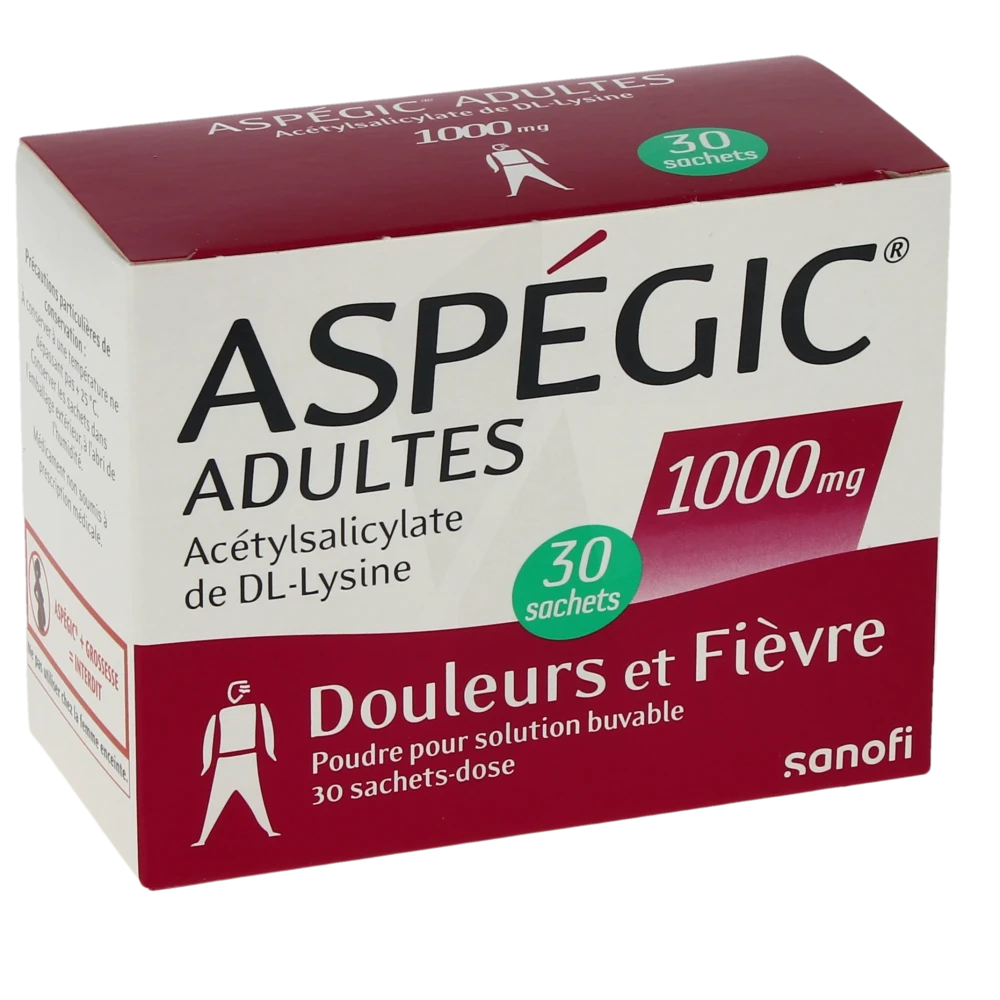Aspegic Adultes 1000 Mg, Poudre Pour Solution Buvable En Sachet-dose 30