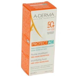 Aderma Protect Fluide Matifiant Très Haute Protection Ac 50+ 40ml