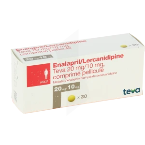 Enalapril/lercanidipine Teva 20 Mg/10 Mg, Comprimé Pelliculé