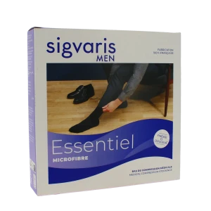 Sigvaris Essentiel Urban Microfibre Bas Auto-fixants Classe 2 Homme Gris Clair Long M