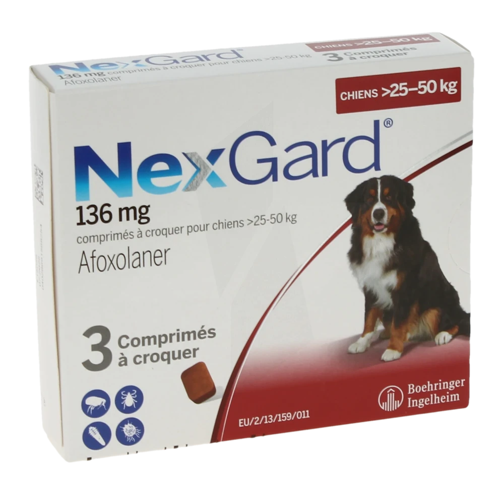 Nexgard 136 Mg Comprime A Croquer Pour Chiens 25 - 50 Kg, Comprimé à Croquer