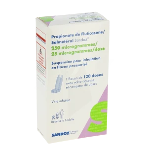 Propionate De Fluticasone/salmeterol Sandoz 250 Microgrammes/ 25 Microgrammes/dose, Suspension Pour Inhalation En Flacon Pressurisé