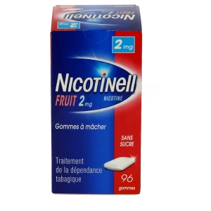 Nicotinell Fruit 2 Mg Sans Sucre, Gomme à Mâcher Médicamenteuse P/96