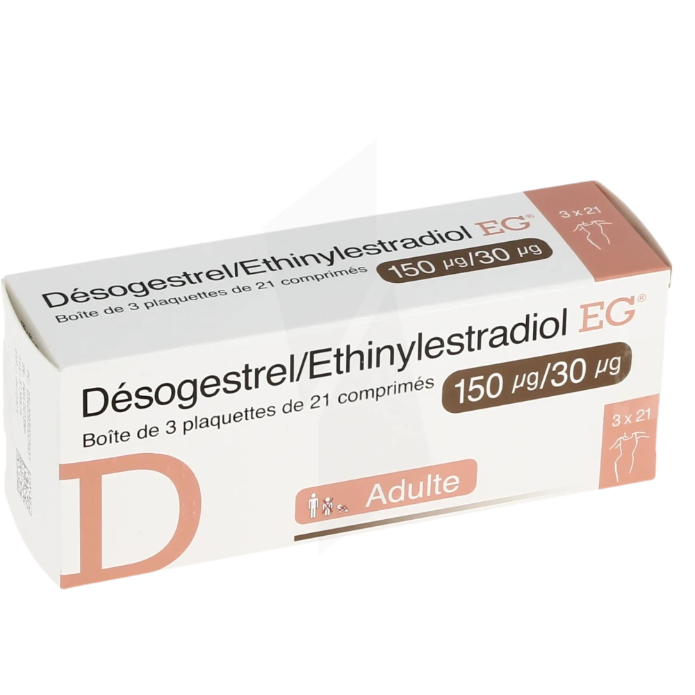 Desogestrel/ethinylestradiol Eg 150 Microgrammes/30 Microgrammes, Comprimé