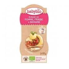 Babybio Aliment Infant écrasé Pomme Fraise Banane 2bols/120g