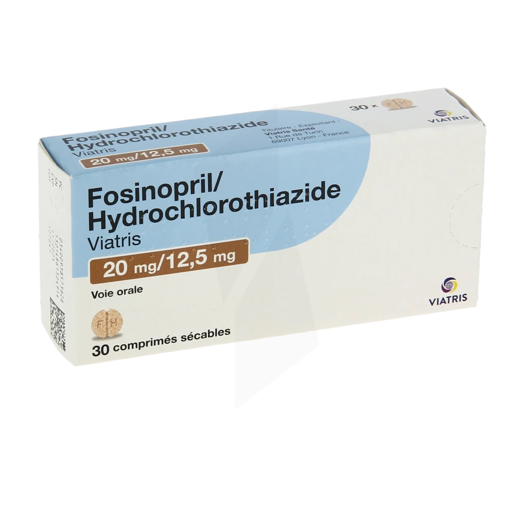 Fosinopril/hydrochlorothiazide Viatris 20 Mg /12,5 Mg, Comprimé Sécable