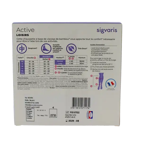 Sigvaris Active Loisirs New Chaussette Classe 2 Femme Noir Long S