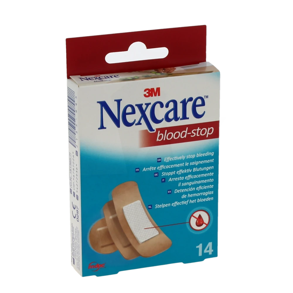 Nexcare Blood-stop Pansements Micro-aérés Avec Compresse Hémostatique Assortis B/14