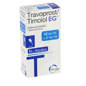 Travoprost/timolol Eg 40 Microgrammes/ml + 5 Mg/ml, Collyre En Solution