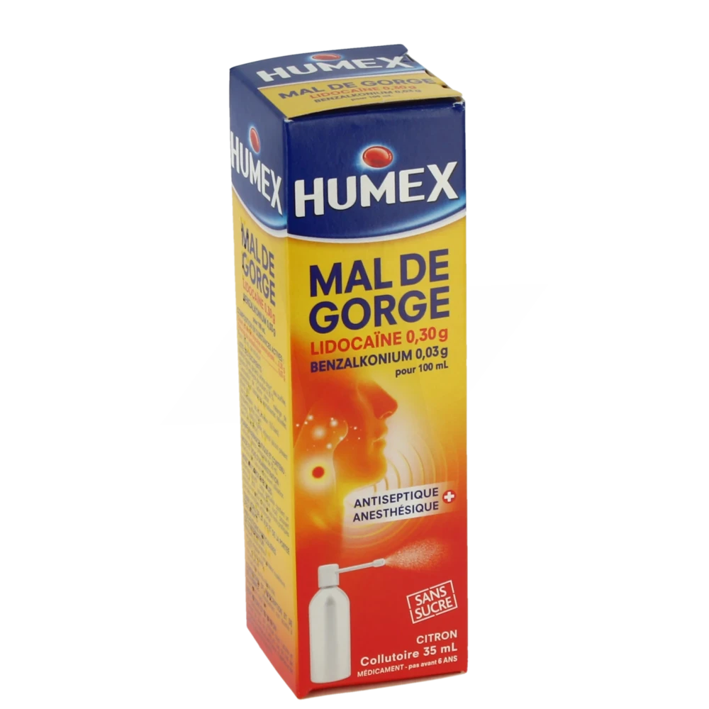 Humex Mal De Gorge Lidocaine/benzalkonium 0,30 G/0,03 G Pour 100 Ml, Collutoire, Flacon Pressurisé
