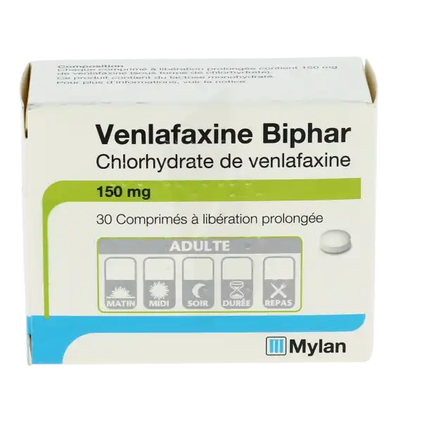 Venlafaxine Biphar 150 Mg, Comprimé à Libération Prolongée