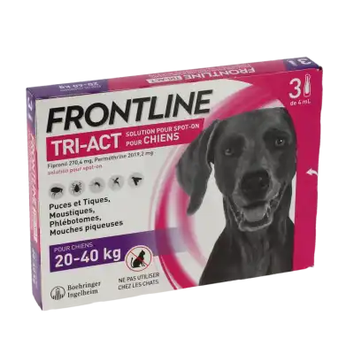 Frontline Tri-act Solution pour spot-on chien 20-40kg 3 Pipettes/4ml