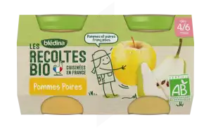 Blédina Les Récoltes Bio Pommes Poires 2 Pots/130g à BORDEAUX