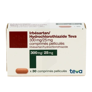 Irbesartan Hydrochlorothiazide Teva 300 Mg/25 Mg, Comprimé Pelliculé