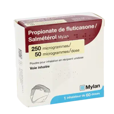 PROPIONATE DE FLUTICASONE/SALMETEROL VIATRIS 250 microgrammes/50 microgrammes/dose, poudre pour inhalation en récipient unidose