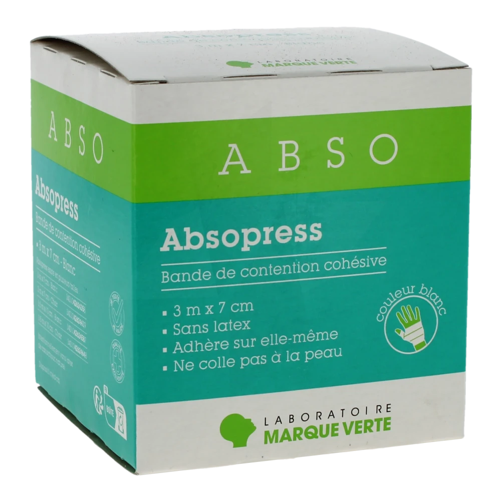 Absopress Bande Contention Cohésive 3m X 7cm  Blanc