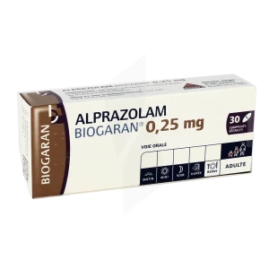 Alprazolam Biogaran 0,25 Mg, Comprimé Sécable