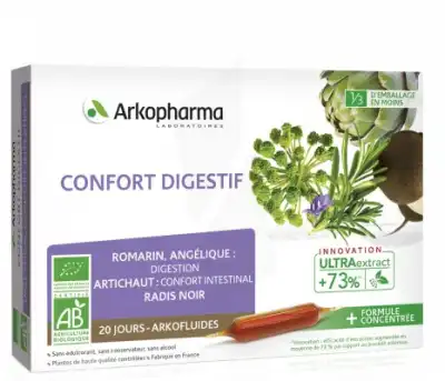 Arkofluide Bio Ultraextract Solution Buvable Confort Digestif 20 Ampoules/10ml à MERINCHAL