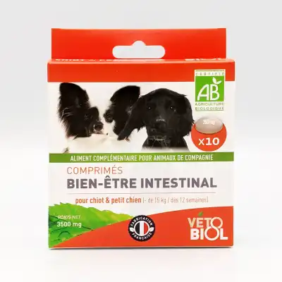 Vétobiol Bio Comprimés Bien être intestinal Chiot/Petit Chien B/10