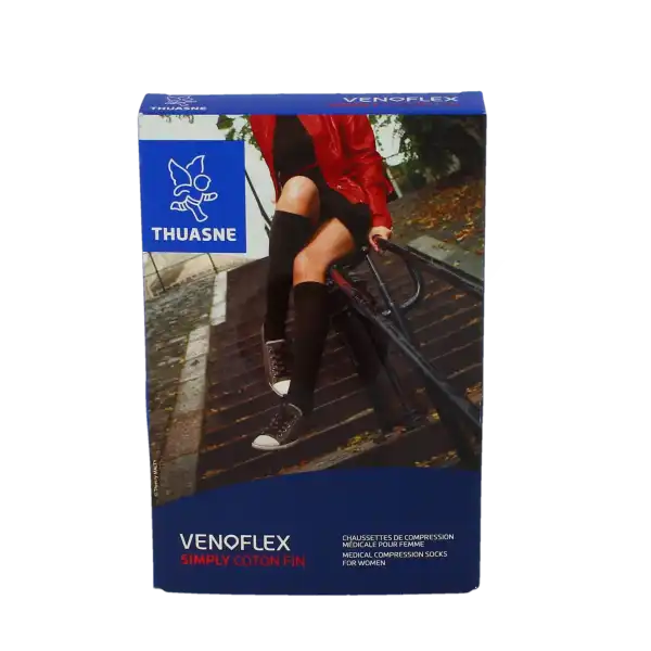 Venoflex Simply 2 Chaussette Coton Fin Femme Rose Poudre Taille 2n