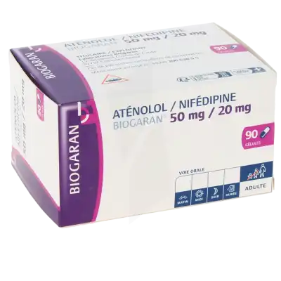 ATENOLOL/NIFEDIPINE BIOGARAN 50 mg/20 mg, gélule