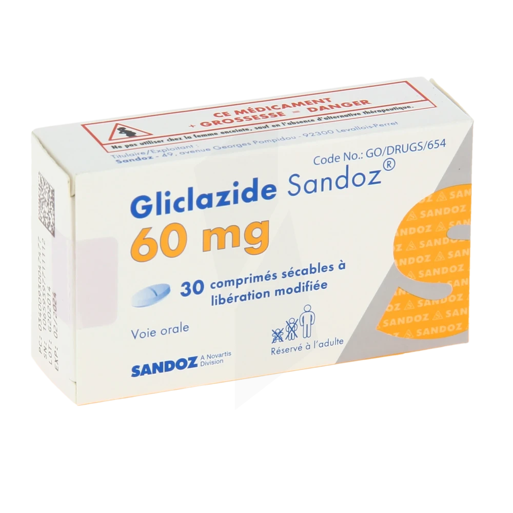 Gliclazide Sandoz 60 Mg, Comprimé Sécable à Libération Modifiée
