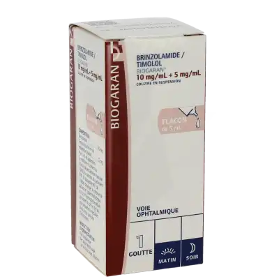 BRINZOLAMIDE/TIMOLOL BIOGARAN 10 mg/ml + 5 mg/ml Col susp Fl/5ml