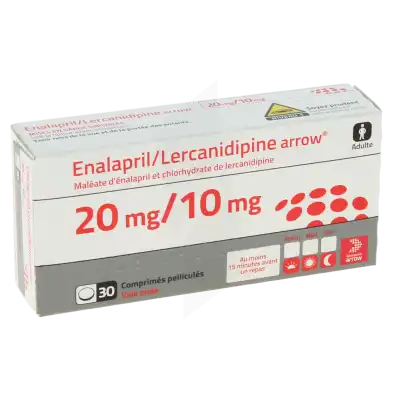 ENALAPRIL/LERCANIDIPINE ARROW 20 mg/10 mg, comprimé pelliculé