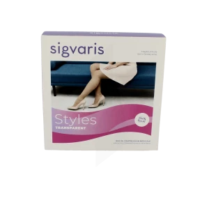 Sigvaris Styles Transparent Bas Auto-fixants  Femme Classe 2 Beige 130 Small Long