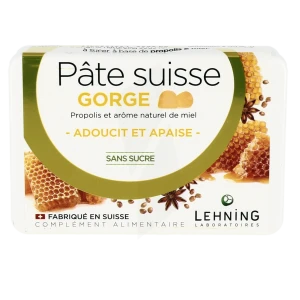Lehning Pâte Suisse Gorge Adoucit Et Apaise Pastilles à Sucer Sans Sucre B/50g