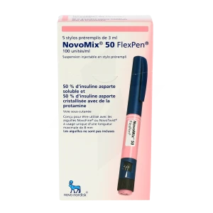 Novomix 50 Flexpen 100 Unités/ml, Suspension Injectable En Stylo Prérempli