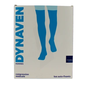 Sigvaris Dynaven Semi-opaque Fin Bas Auto-fixants Classe 2 Homme Noir Long L