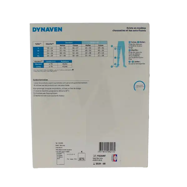 Sigvaris Dynaven Semi-opaque Fin Bas Auto-fixants Pied Ouvert Classe 2 Homme Noir Long M