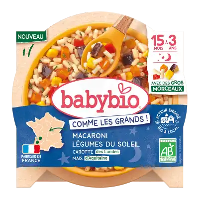 Acheter Babybio Alimentation infantile Bonne nuit Macaroni légumes du soleil carotte maïs Assiette/200g à St Médard En Jalles