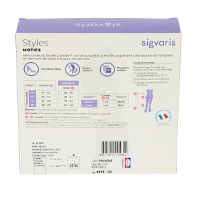 Sigvaris Styles Motifs Plumetis Chaussette Classe 2 Femme Noir Normal M