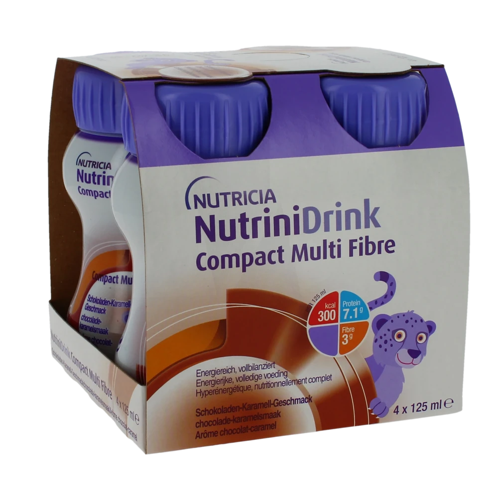 Nutrinidrink Compact Multi Fibre Nutriment Chocolat Caramel 4bouteilles/125ml
