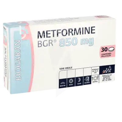 Metformine Bgr 850 Mg, Comprimé Pelliculé à MONTEUX