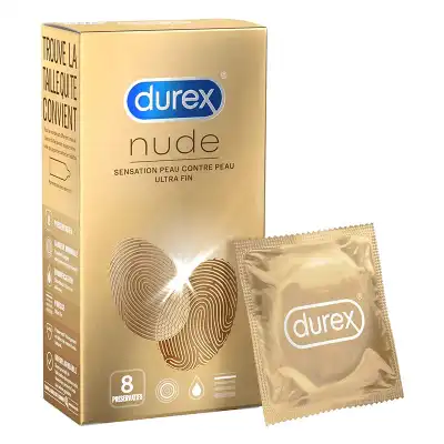 Durex Nude Préservatif Lubrifié B/8* à Tarbes