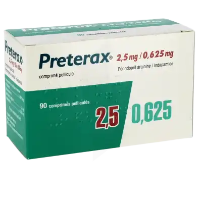 Preterax 2,5 Mg/0,625 Mg, Comprimé Pelliculé à LE LAVANDOU