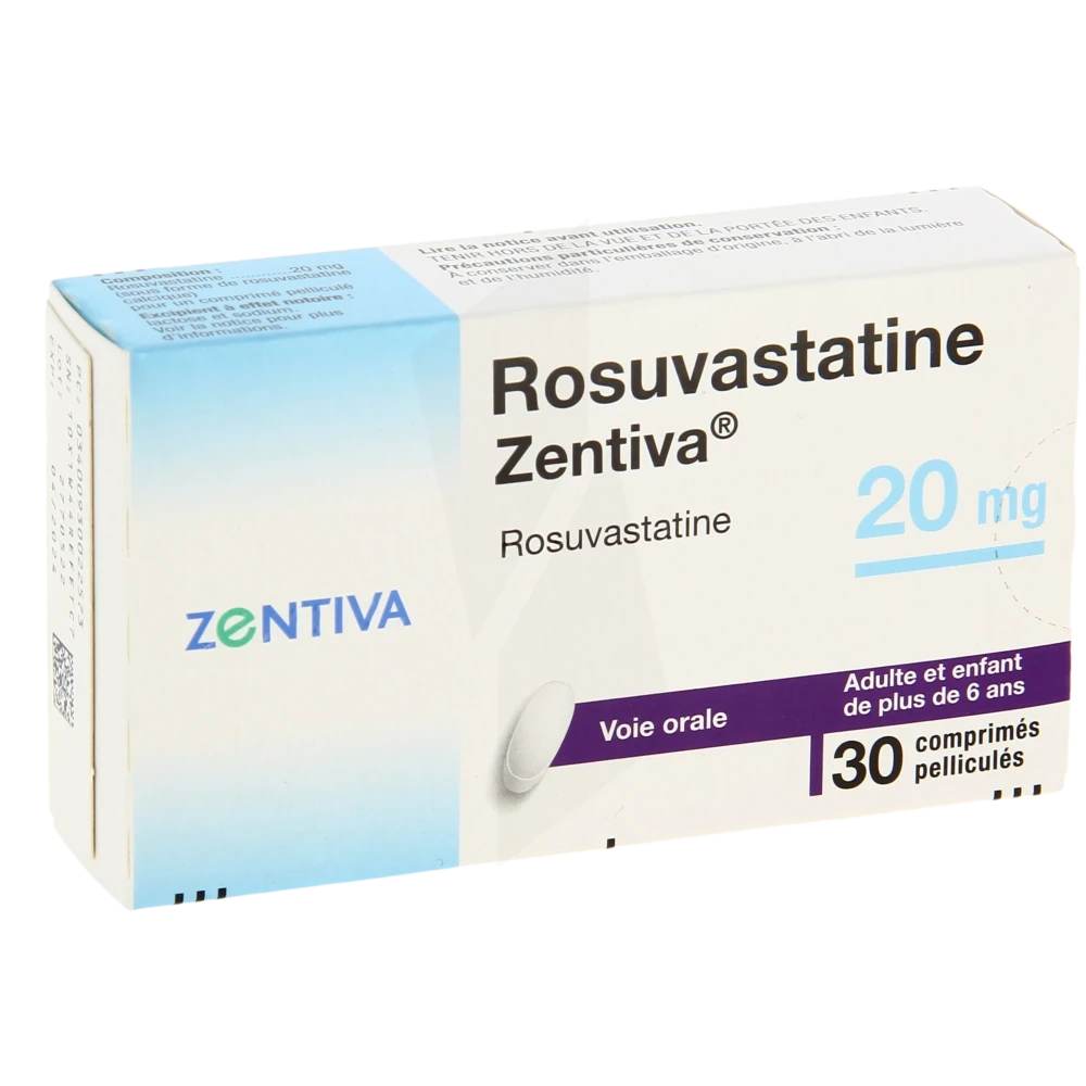 Rosuvastatine Zentiva 20 Mg, Comprimé Pelliculé