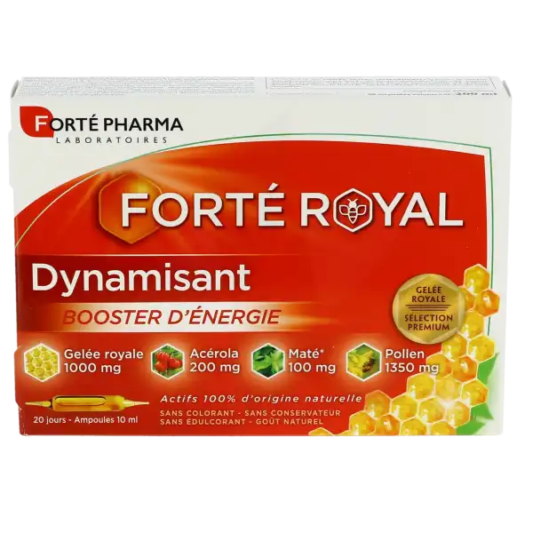 Forte Royal Gelée Royale 1000mg Solution Buvable Dynamisant 20 Ampoules/10ml