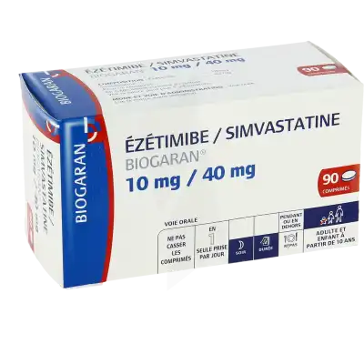 Ezetimibe/simvastatine Biogaran 10 Mg/40 Mg, Comprimé à Paris
