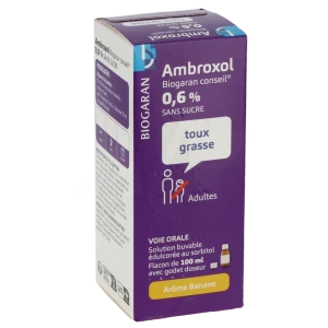 Ambroxol Biogaran Conseil 0,6 % Solution Buvable Sans Sucre édulcorée Au Sorbitol Fl/100ml+godet
