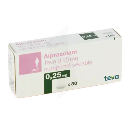 Alprazolam Teva 0,25 Mg, Comprimé Sécable à LIVRON-SUR-DROME